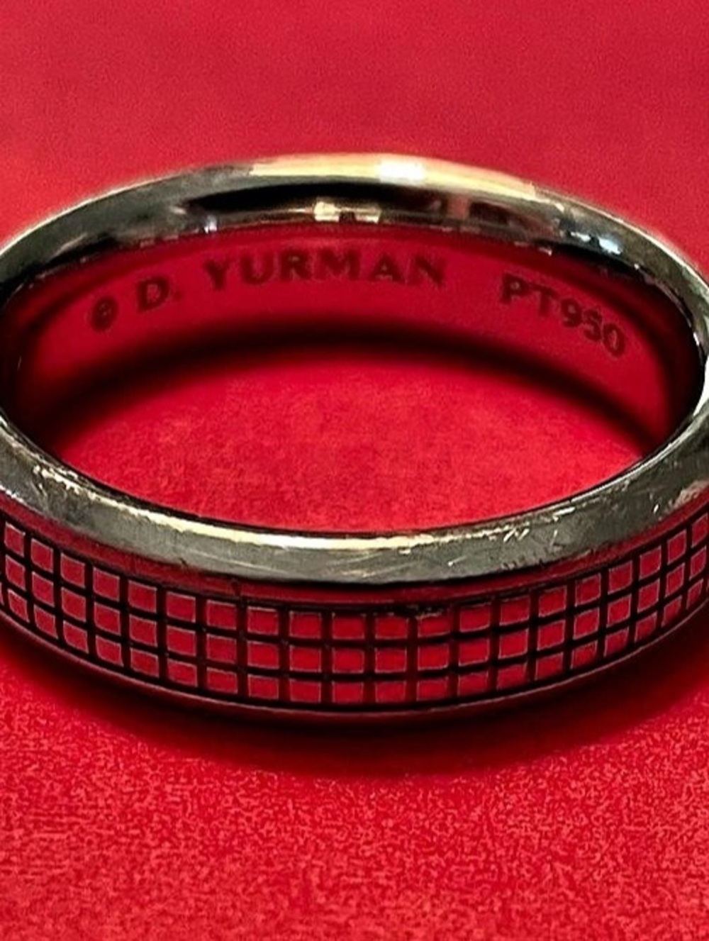 David Yurman Solid Platinum Men's Faceted Band Ring size 9-9.5 Rare! Retired!